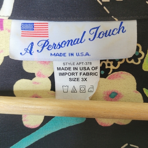 Vintage A Personal Touch Button Down Shirt Plus 3X Black Bamboo Artsy Retro 90s - Picture 8 of 9